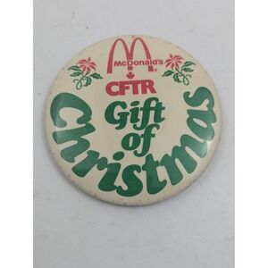 Vintage McDonalds CFTR Gift of Christmas Pinback Button Canada Promo‎